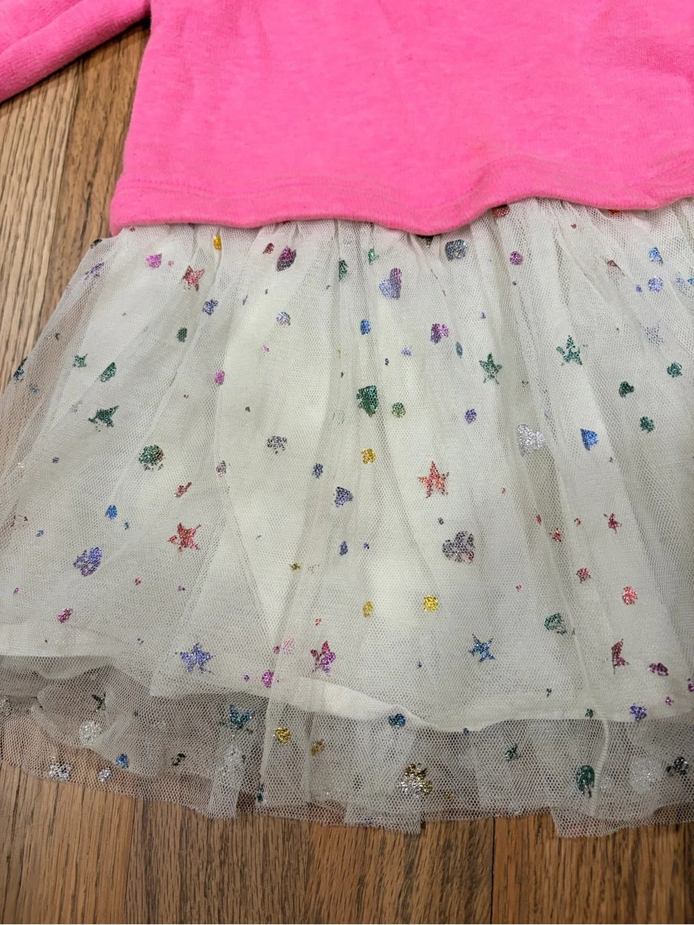 Gap toddler girl pink sweatshirt tutu dress with metallic foil print